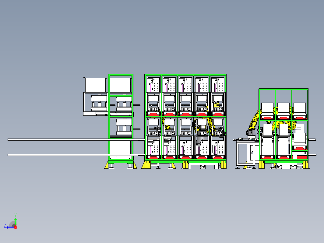 SMT CELL3移載PCBA進行測試 單個Cell內可進行4站測試