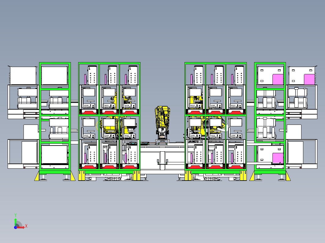 SMT CELL3移載PCBA進行測試 單個Cell內可進行4站測試