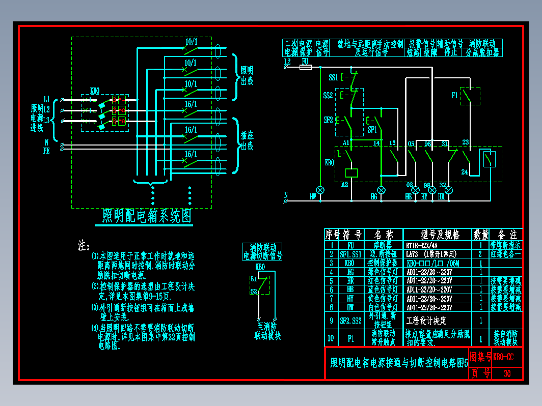 KB0-CC-30照明配电箱电源接通与切断控制电路图5