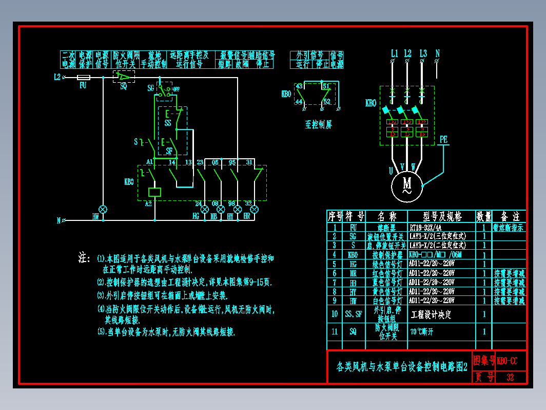 KB0-CC-32各类风机与水泵单台设备控制电路图2