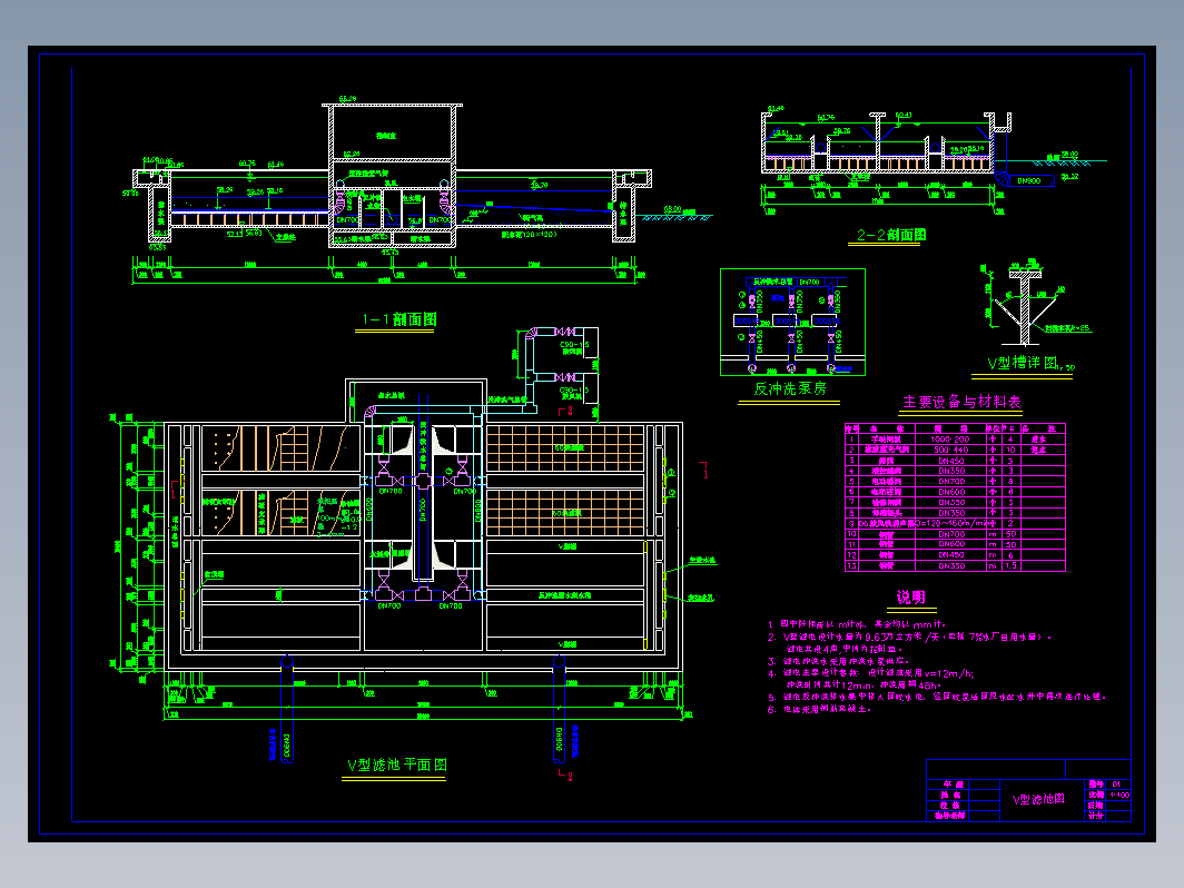 V型滤池CAD图