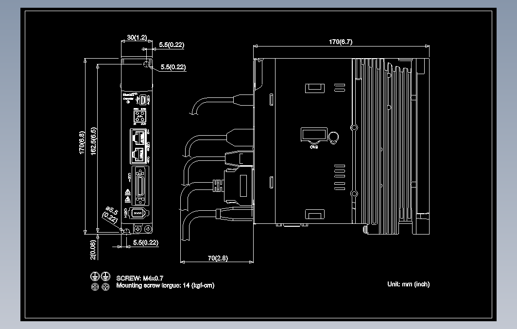 伺服电机ASD-A3-0121- E图纸