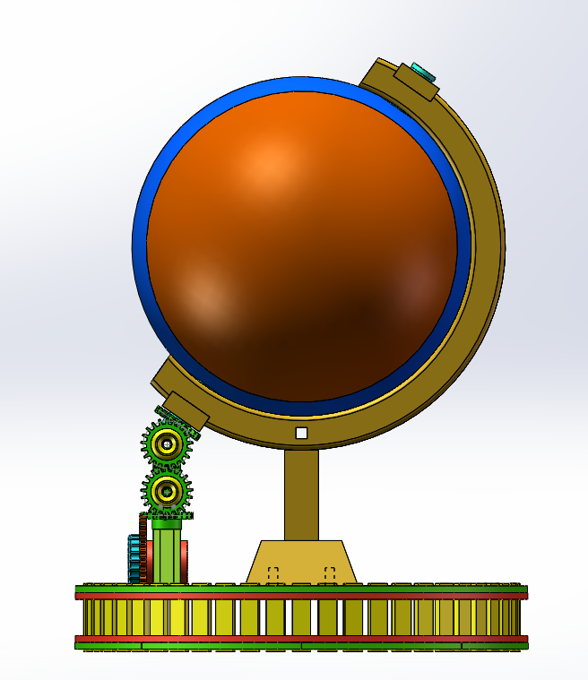 纯机械齿轮传动运动地球仪