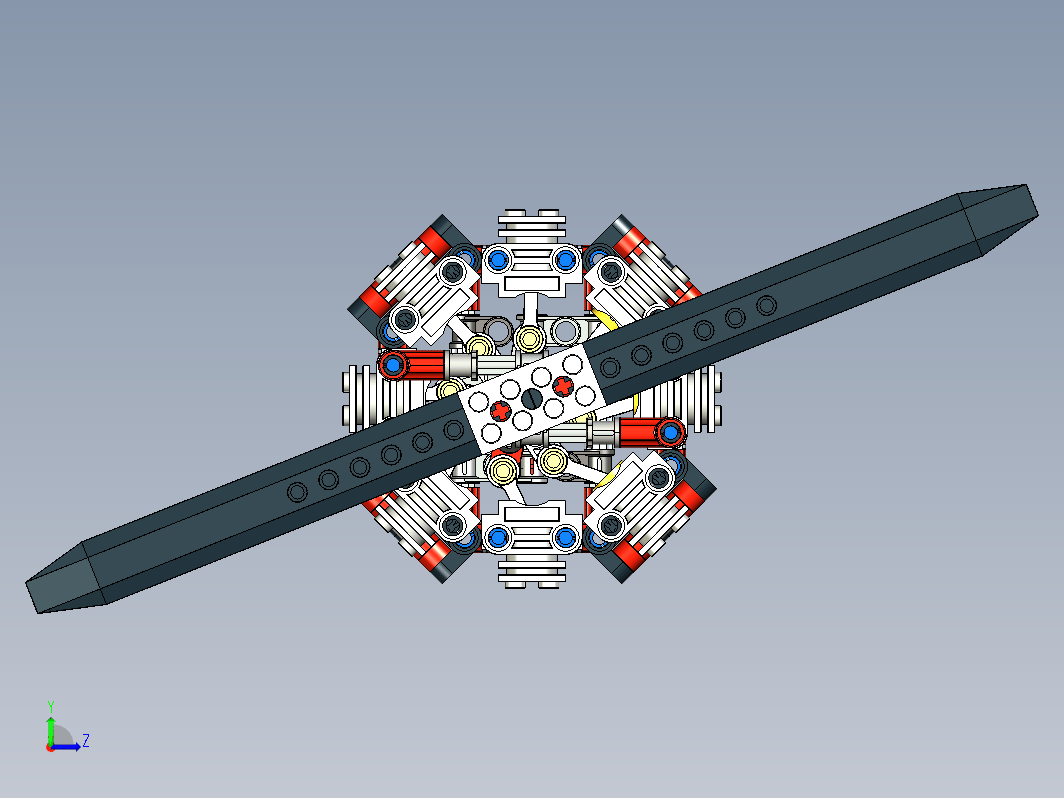 lego拼装8缸星型引擎演示机构