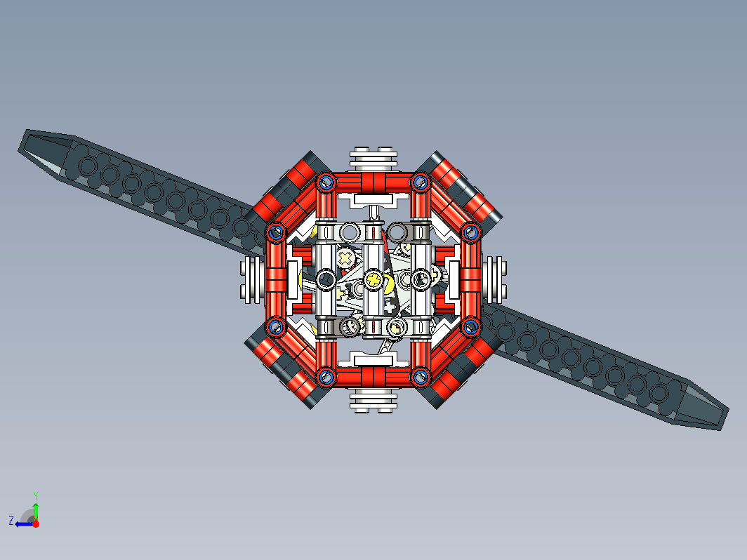 lego拼装8缸星型引擎演示机构