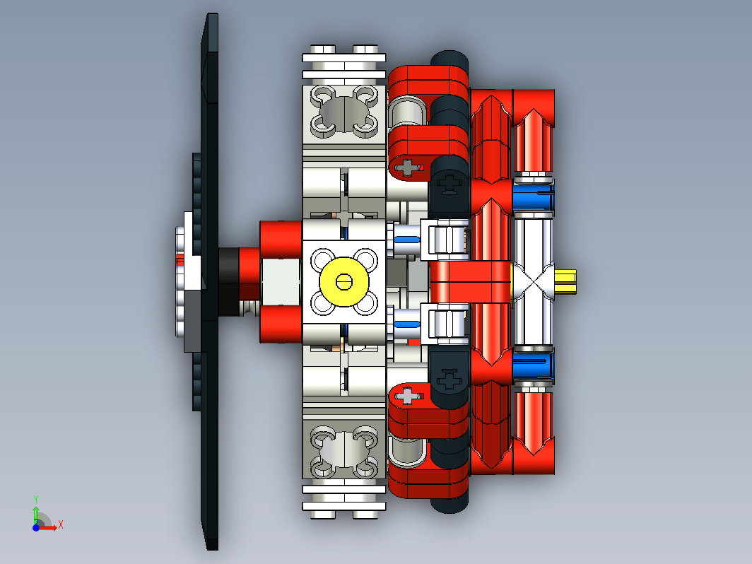 lego拼装8缸星型引擎演示机构