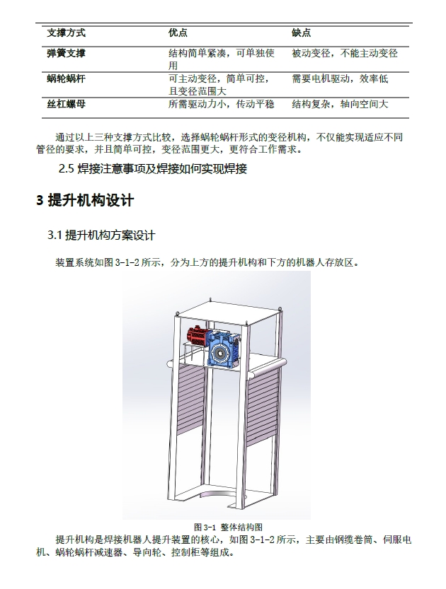 垂直管道提升式焊接机器人设计三维SW2012无参+CAD+说明书