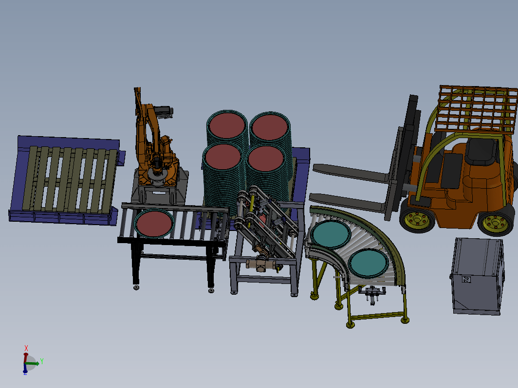 制桶生产线机器人自动拆垛桶盖上线工作站