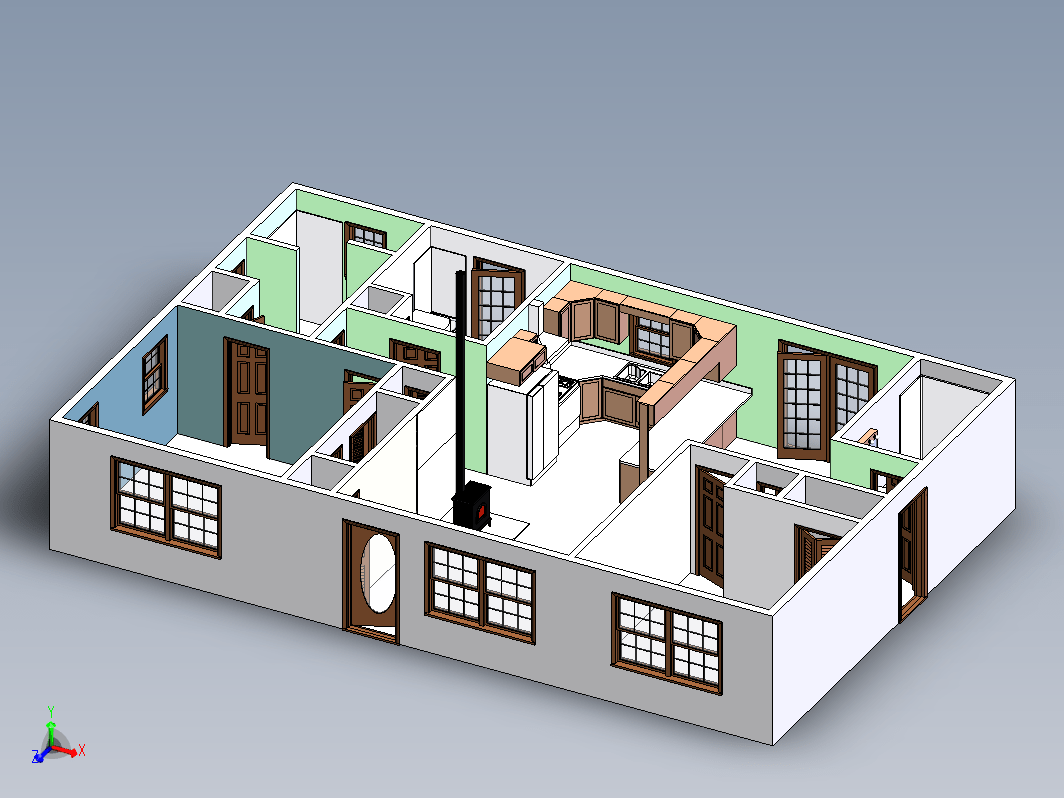 房屋设计布局图sw三维