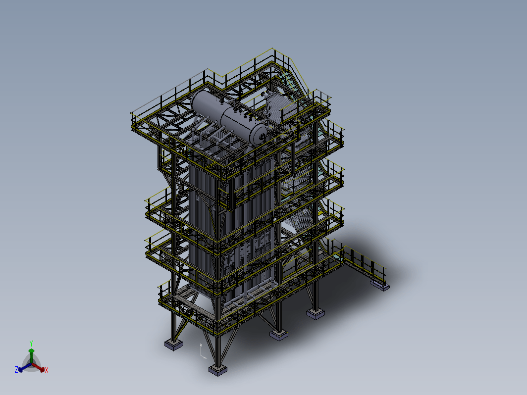 带平台锅炉模型