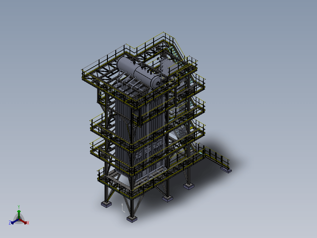 带平台锅炉模型