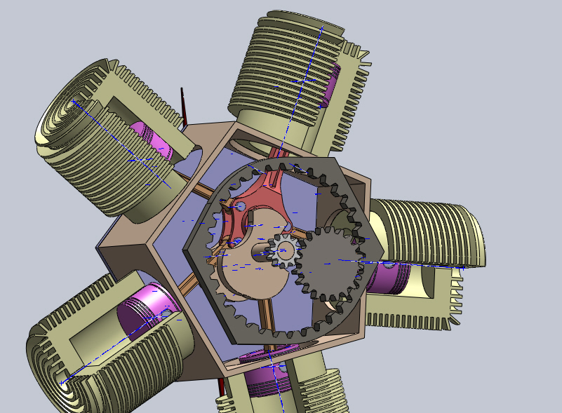 5缸星形发动机演示结构