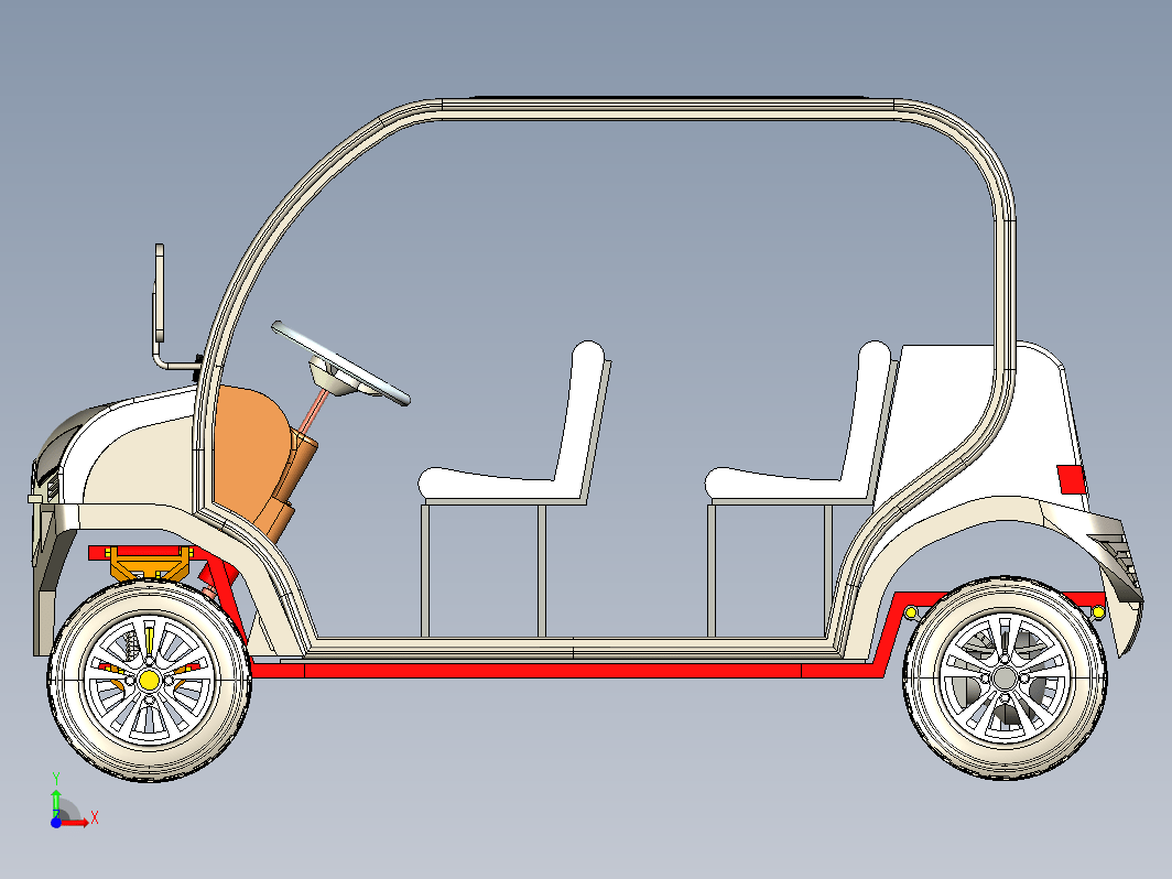 4座电动汽车3D