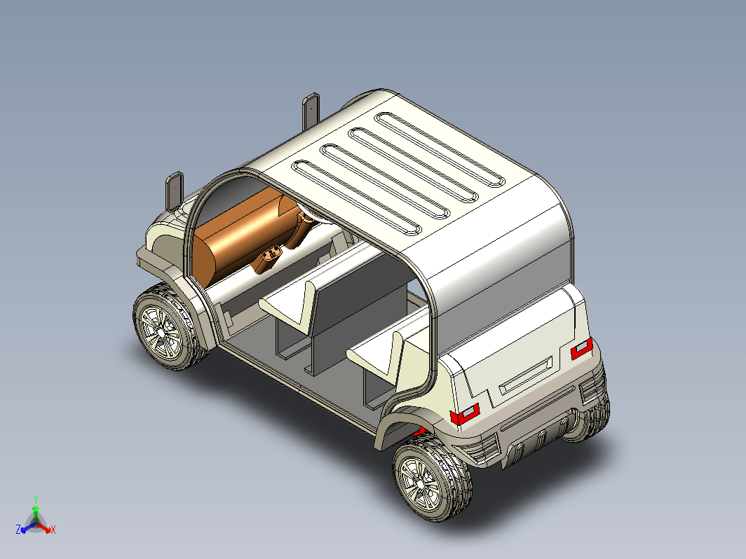 4座电动汽车3D