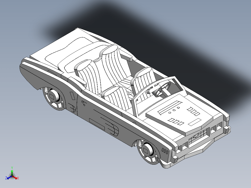 Convertible Car敞篷车拼装模型激光雕刻