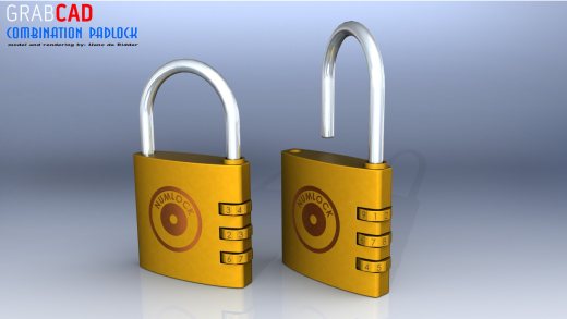 组合密码挂锁模型3D图缩略图