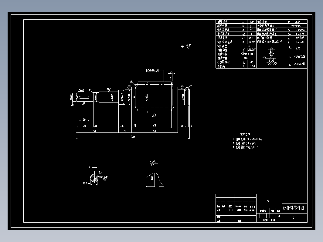 5蜗杆零件图a2