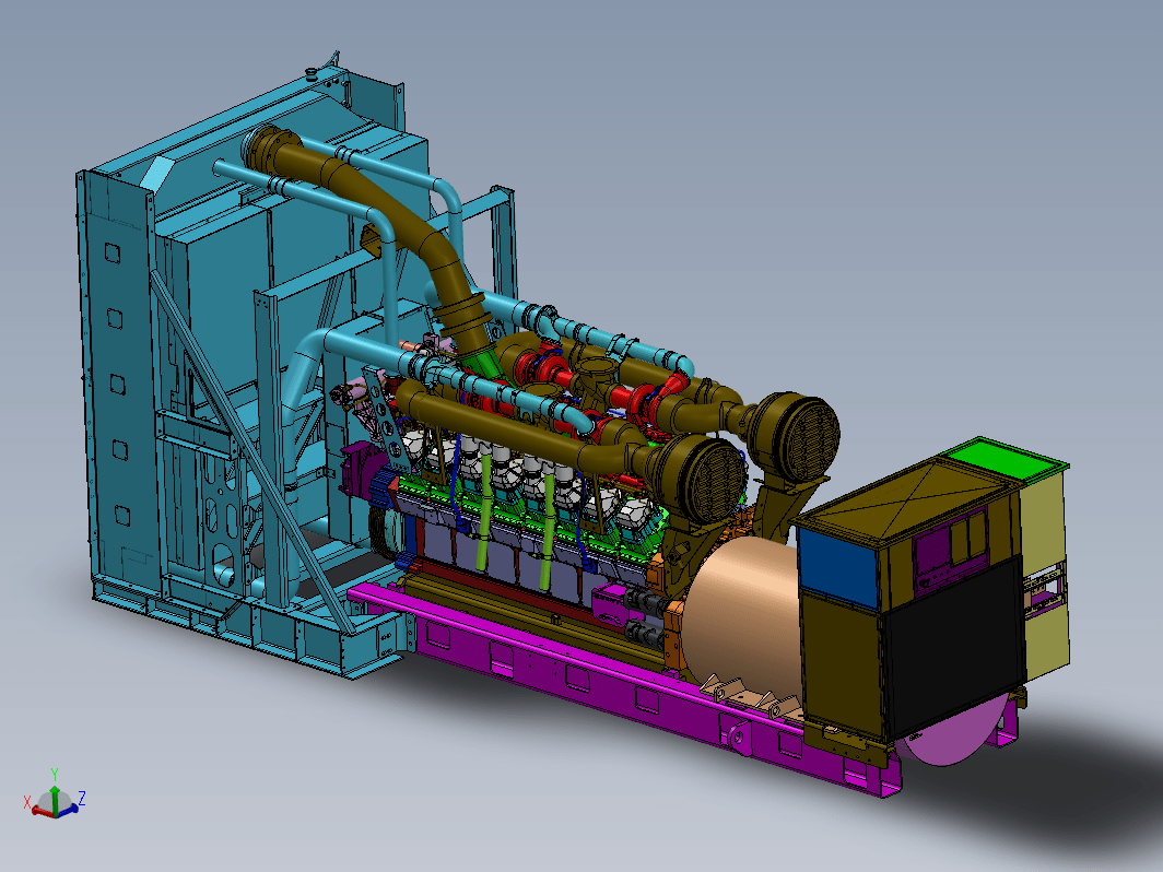 大型设备大马力柴油机3D模型