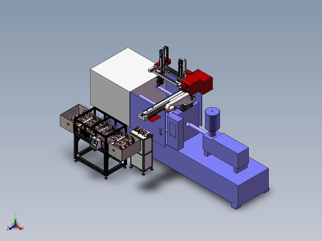 海天MA2000-1注塑机自动取料折叠码垛3d方案图注塑机机械手上下料