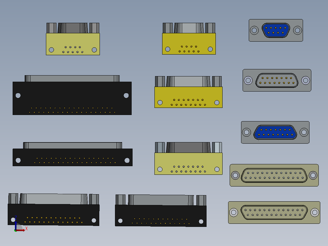 标准DB9 DB15 DB25 DB37 PC连接器接头