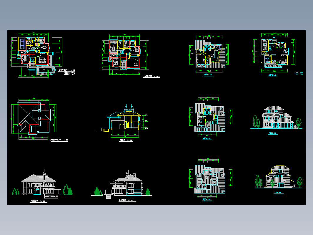 别墅排屋CAD-独立别墅户型3