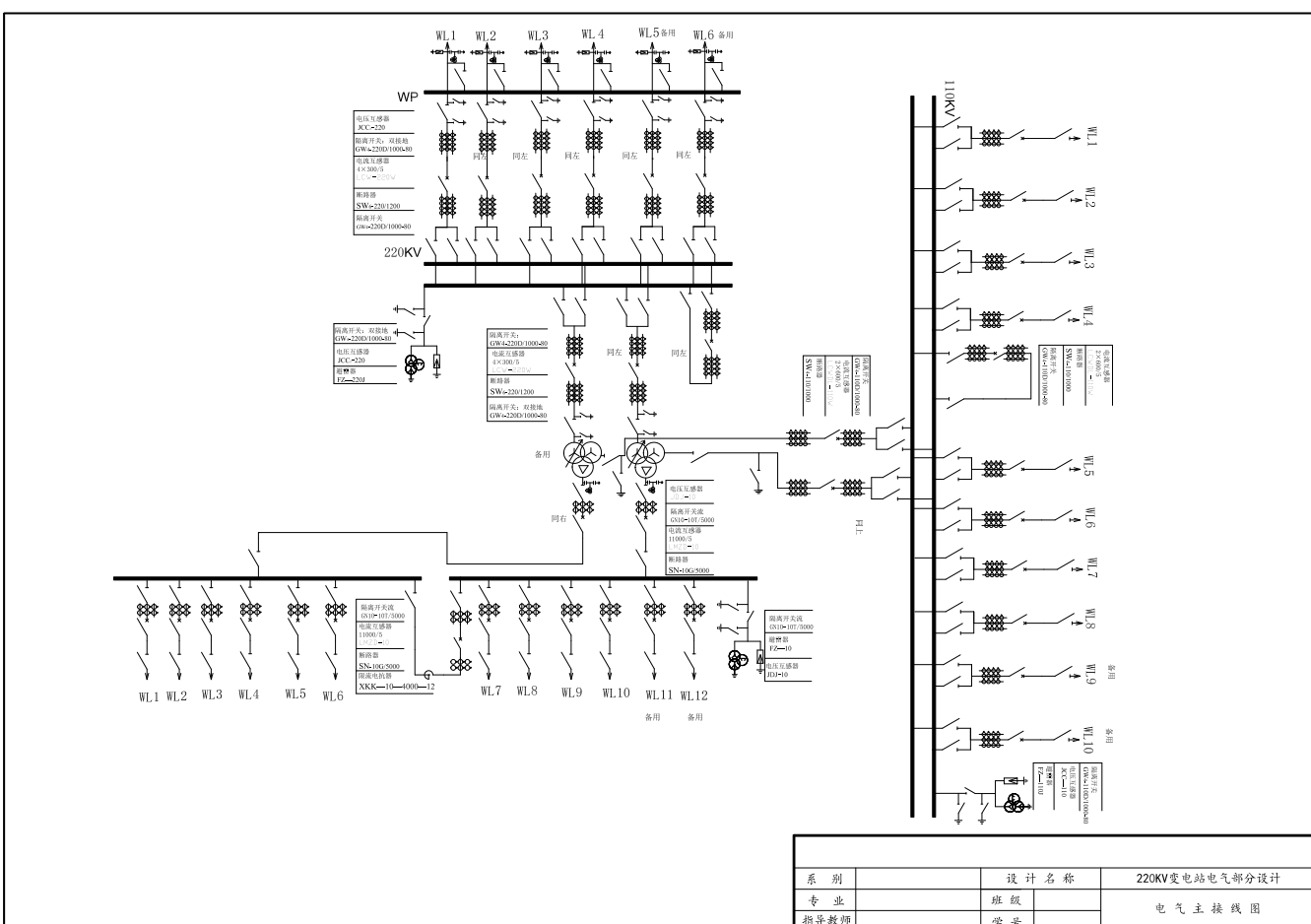 220KV变电站电气部分设计CAD+说明书