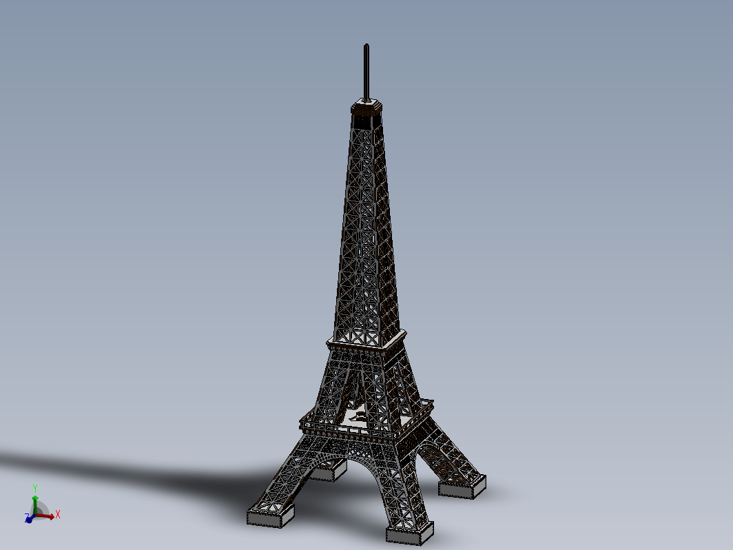 埃菲尔铁塔3D立体拼图三维建模图纸 solidworks设计