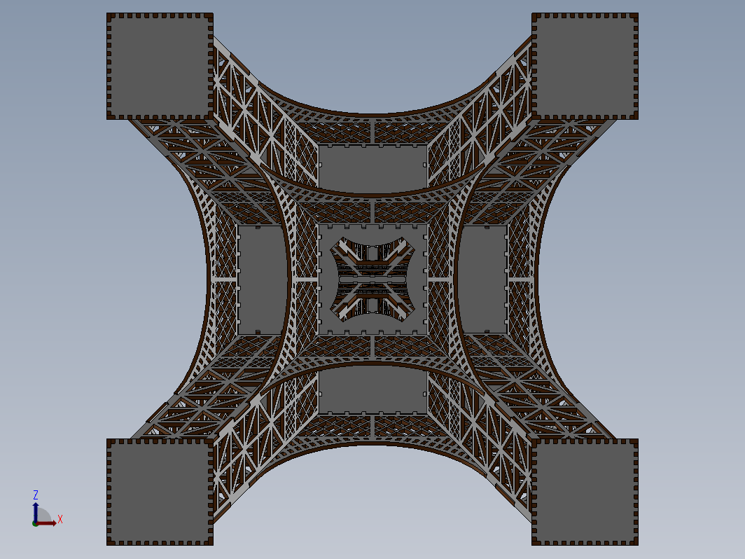 埃菲尔铁塔3D立体拼图三维建模图纸 solidworks设计