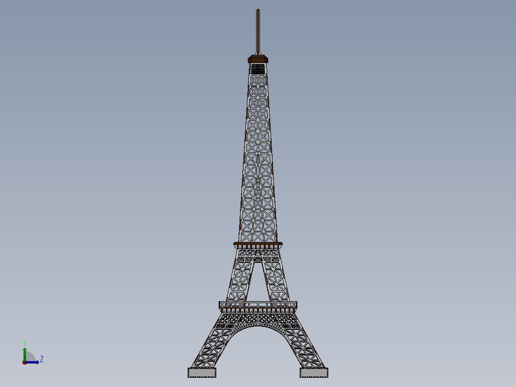 埃菲尔铁塔3D立体拼图三维建模图纸 solidworks设计