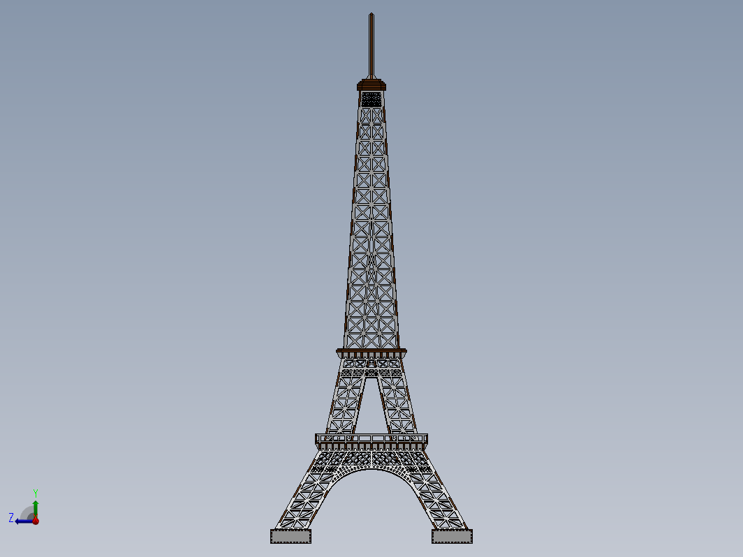 埃菲尔铁塔3D立体拼图三维建模图纸 solidworks设计