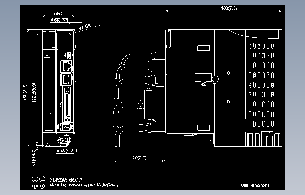 伺服电机ASD-A3-0721- M图纸