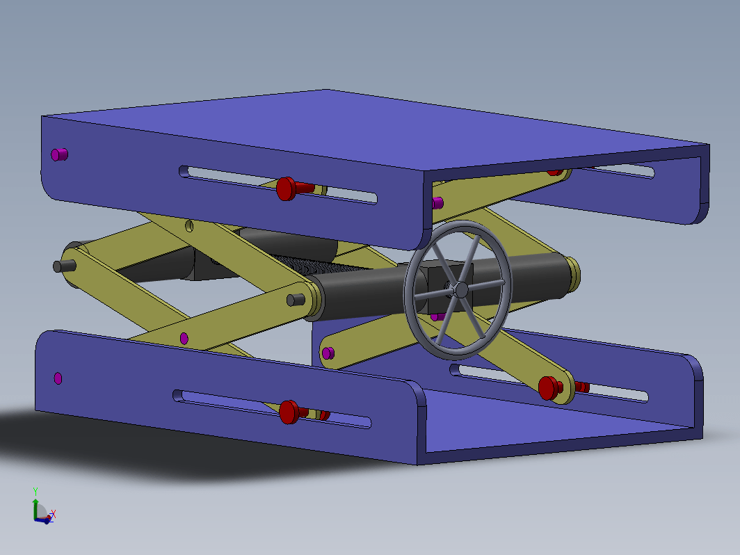 SOLIDWORKS 中的剪刀式螺钉升降机构