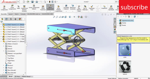 SOLIDWORKS 中的剪刀式螺钉升降机构