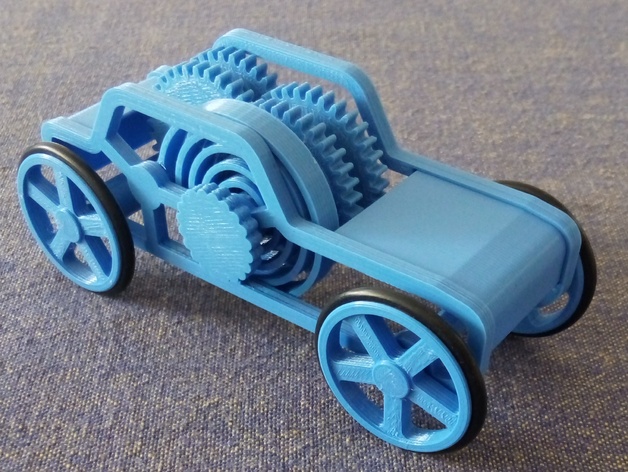 全3D打印发条动力玩具车