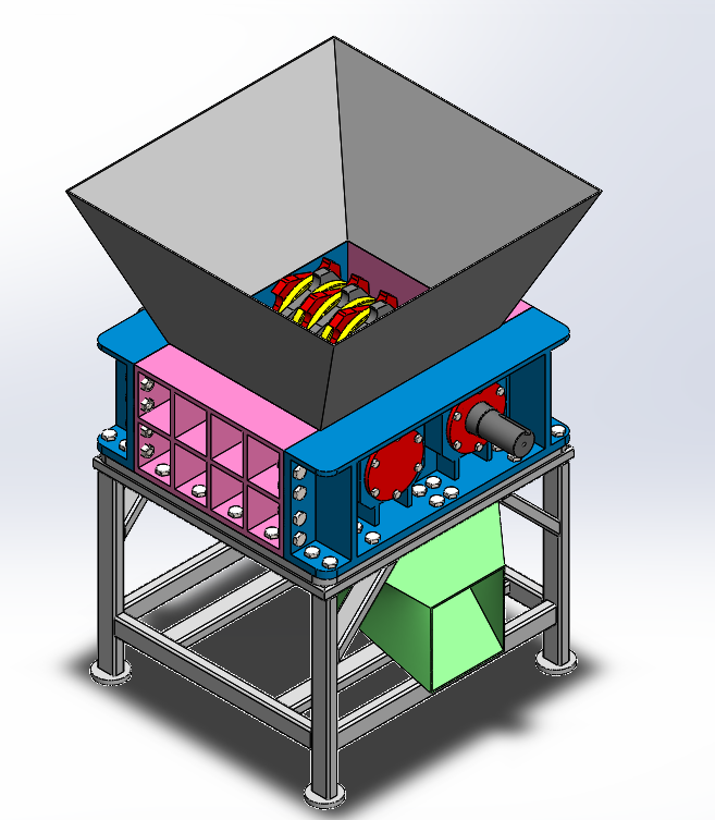 破碎机粉碎机结构3D图纸 Solidworks设计