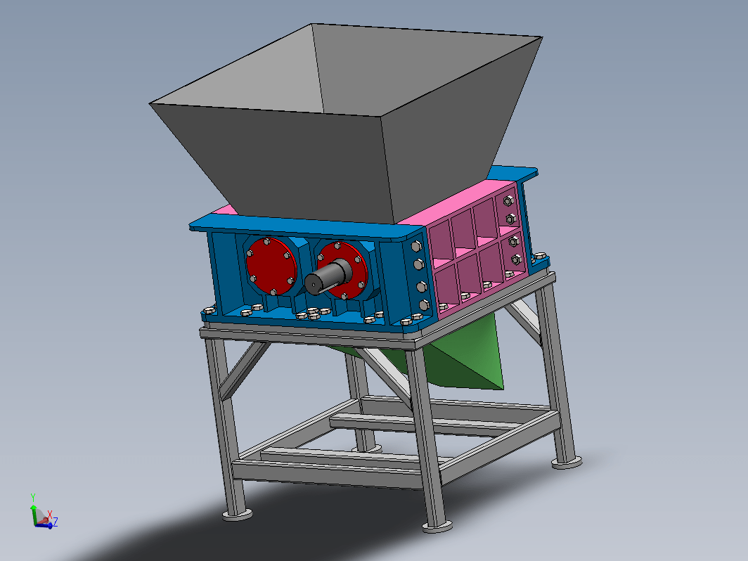 破碎机粉碎机结构3D图纸 Solidworks设计