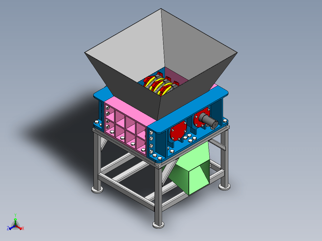 破碎机粉碎机结构3D图纸 Solidworks设计