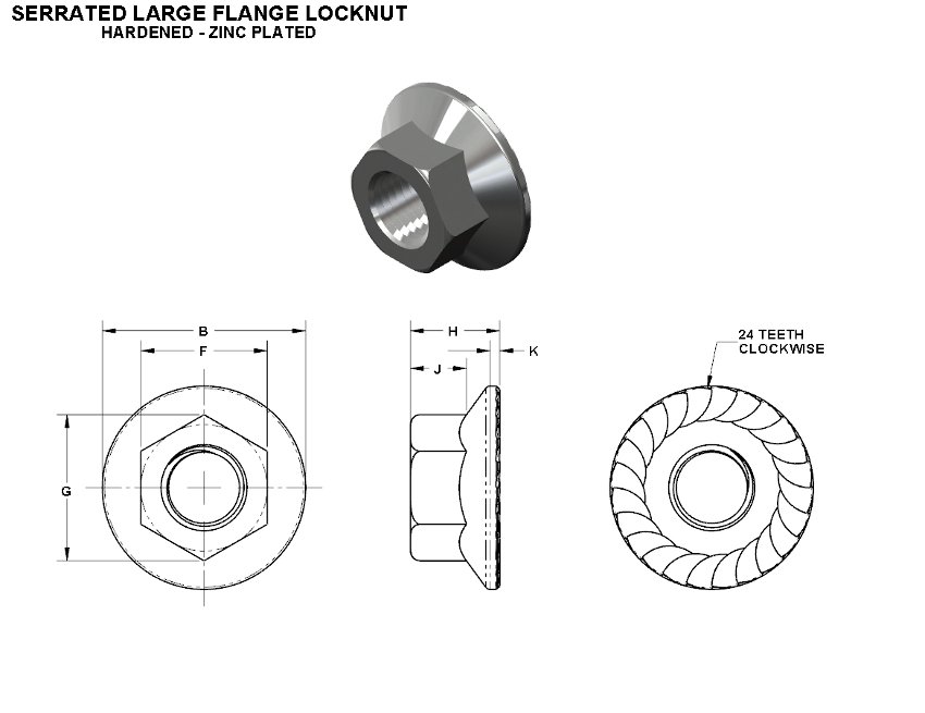 锯齿状的六角法兰锁紧螺母_locknut