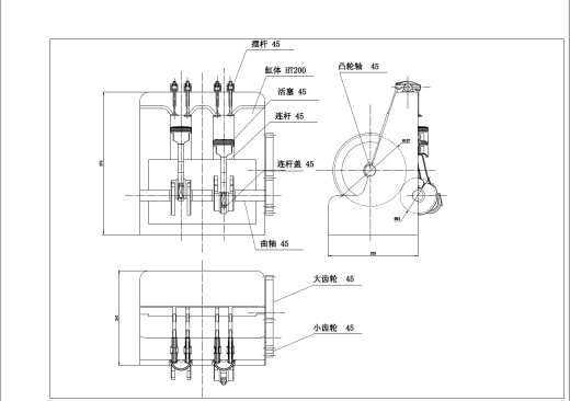 双缸发动机结构设计及运动仿真【带三维及仿真】三维SW2009无参++CAD+说明书缩略图