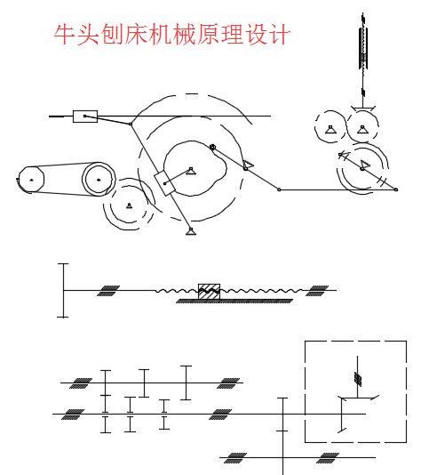 牛头刨床机械原理设计CAD+说明书