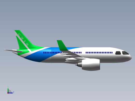 C919客机曲面模型三维SW2016带参缩略图