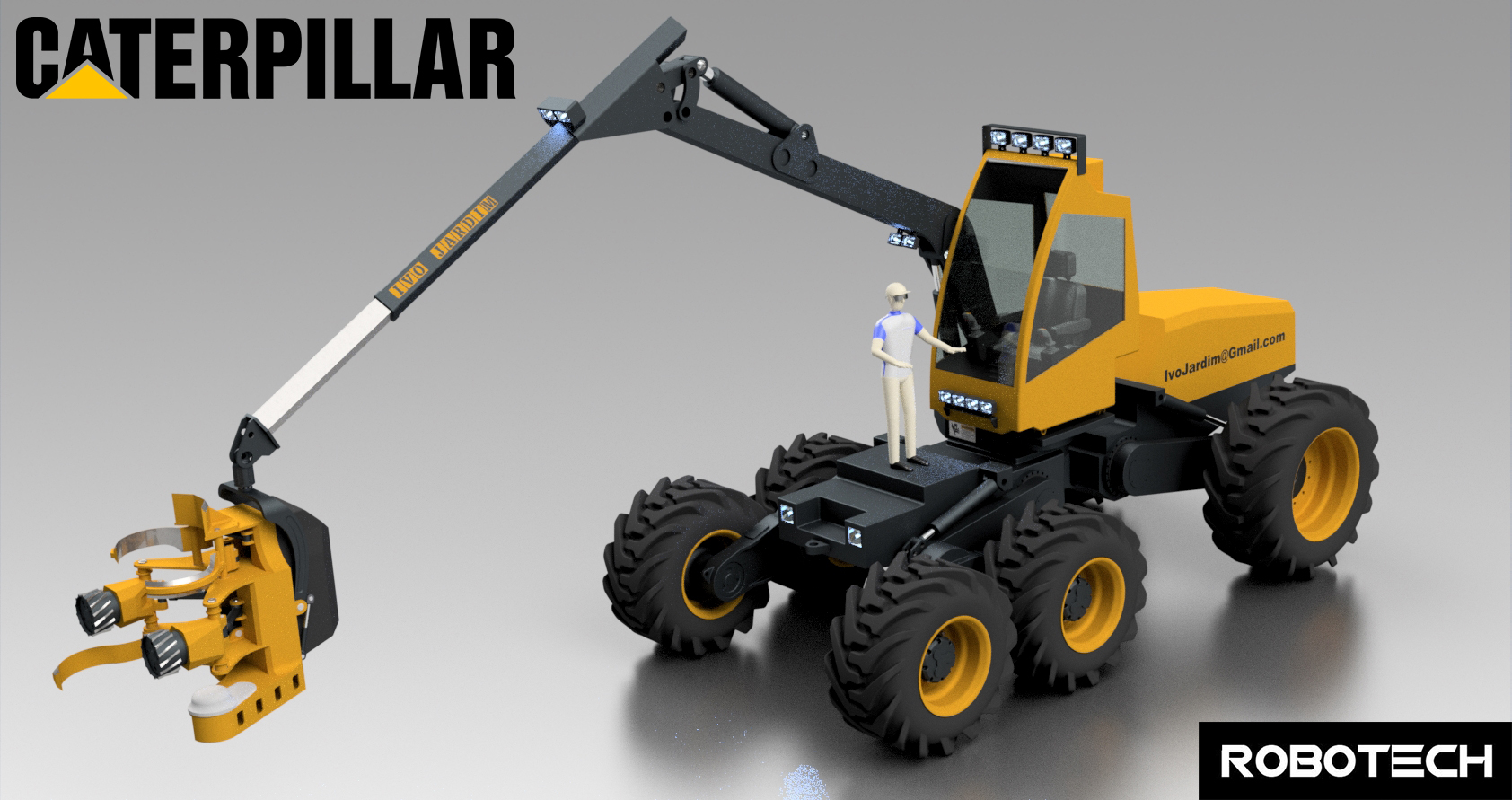 伐木机3D数模图纸 Caterpillar 590C Harvester