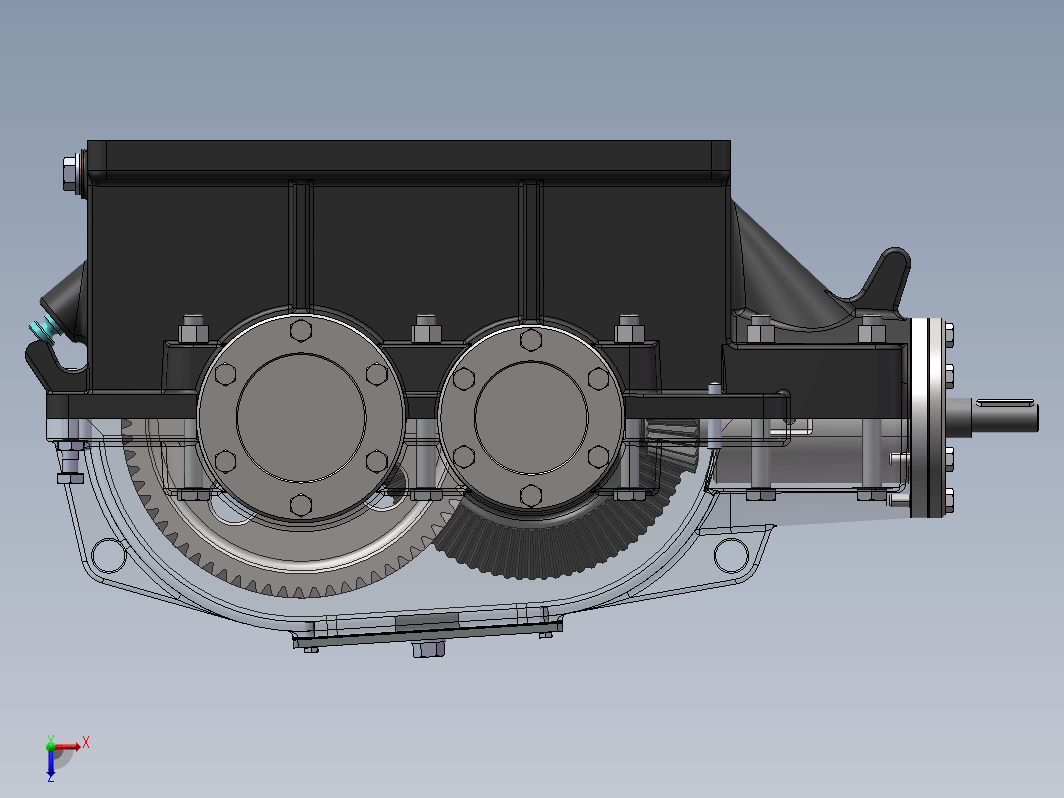 锥齿轮二级减速器建模