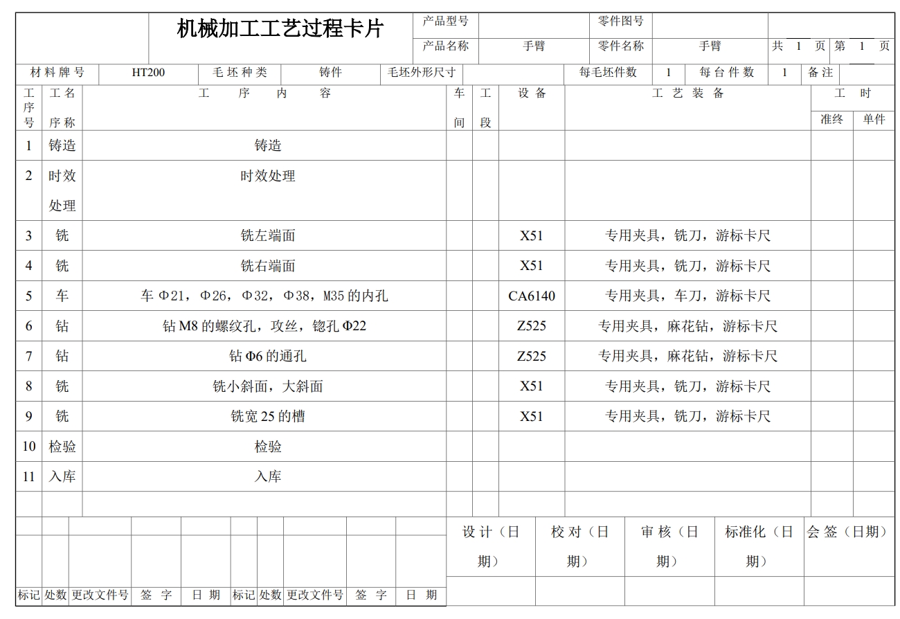 手臂加工工艺及钻φ22mm孔夹具设计+CAD+说明