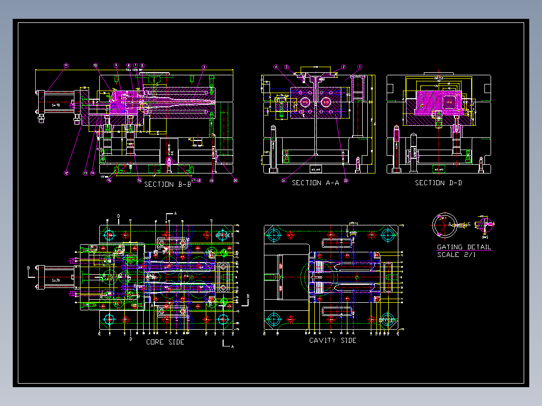 模具结构图—049-2斜行位顶出开模