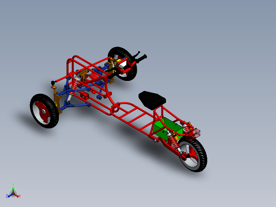 电动三轮车框架结构3D图 Electric Trike