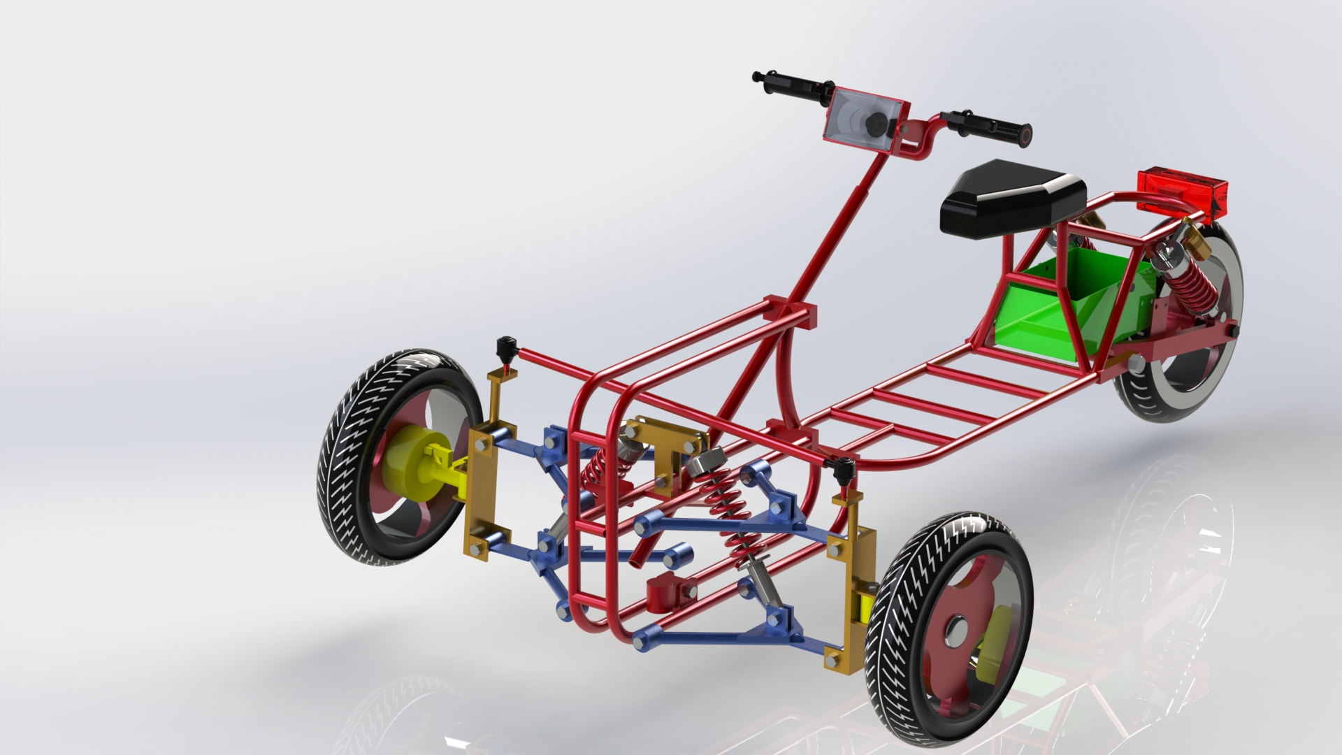电动三轮车框架结构3D图 Electric Trike