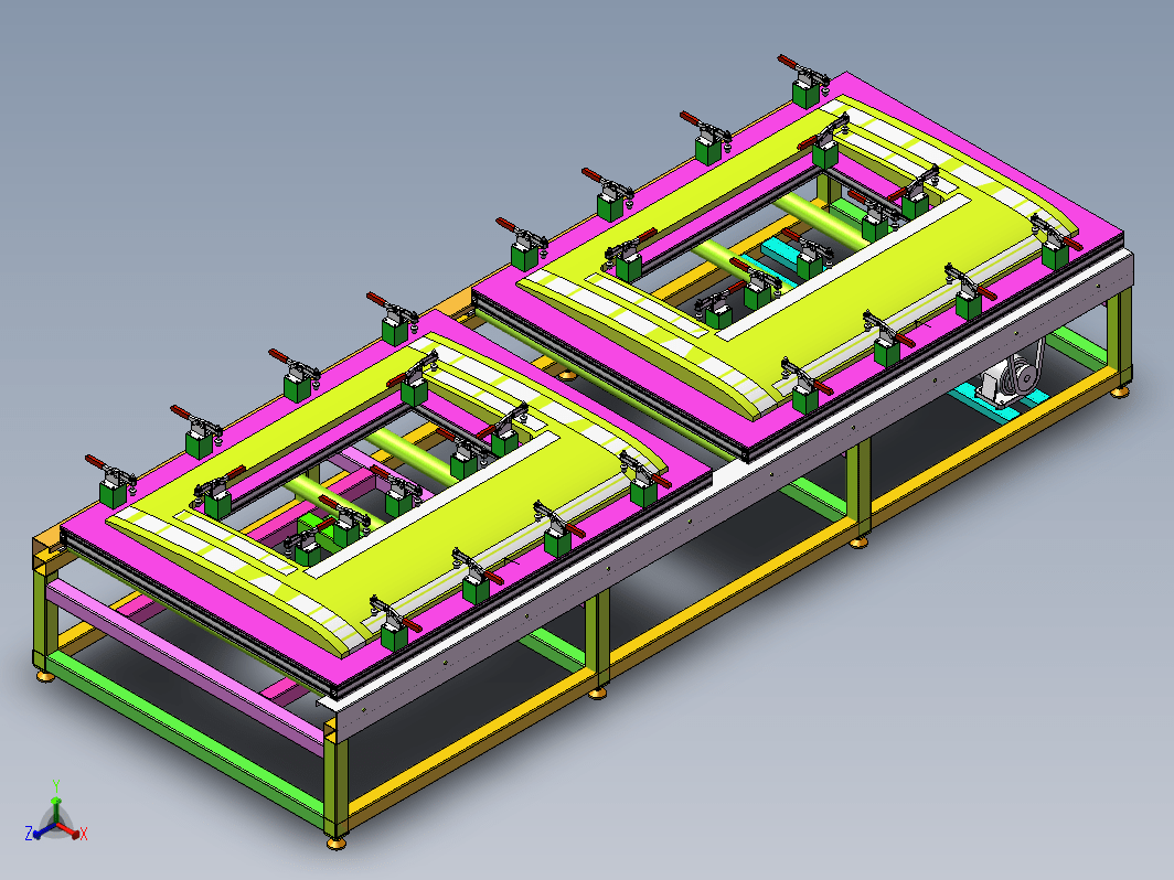 滚筒线式汽车车门安装夹具模型设备