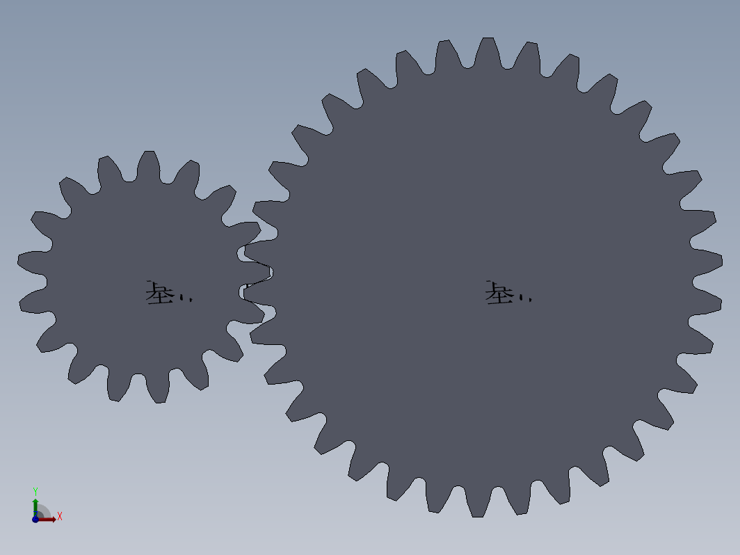大小齿轮啮合图零件+装配体图