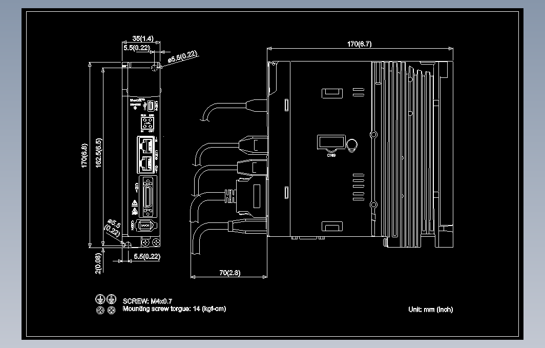 伺服电机ASD-A3-0421- E图纸